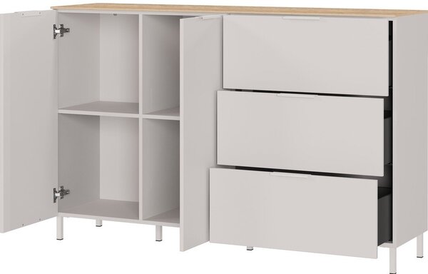 Krem komoda u mat dekoru 151x98x40 cm Savoca – Germania