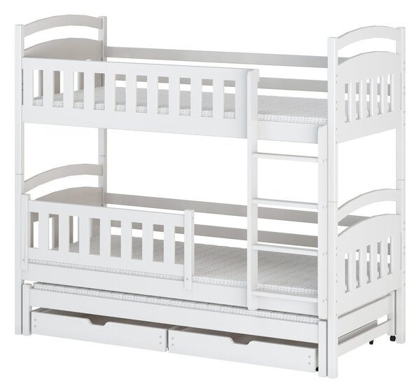 Bijeli dječji krevet na kat s prostorom za odlaganje 80x160 cm Blanka - Lano Meble