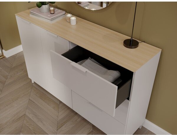 Krem komoda u mat dekoru 151x98x40 cm Savoca – Germania