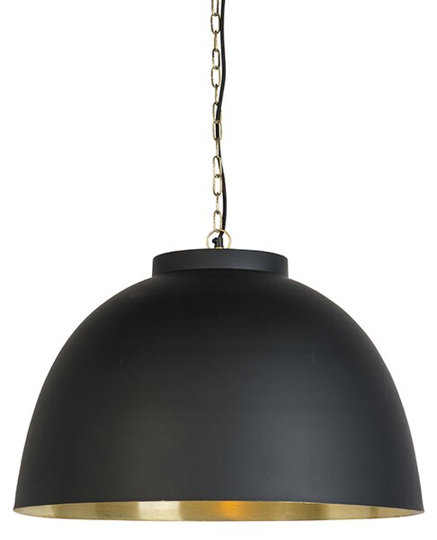 Viseća lampa crna s mesinganom unutrašnjošću 60 cm - Hoodi