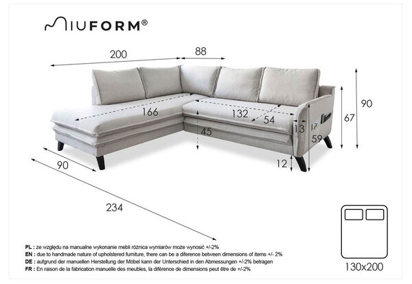 Tirkizna baršunasta kutna garnitura na razvlačenje Miuform Stylish Charlie L, lijevi kut