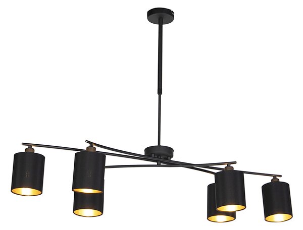 Moderna viseća svjetiljka crna podesiva 6 svjetala - Lofty
