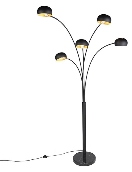 Dizajnerska podna lampa crna 5-svjetla - Sixties Marmo