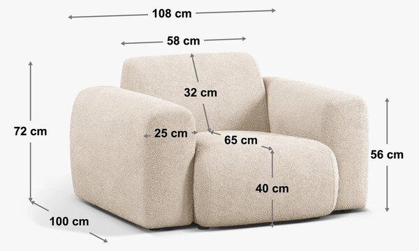 Bež fotelja od bouclé tkanine Molino – Micadoni Home