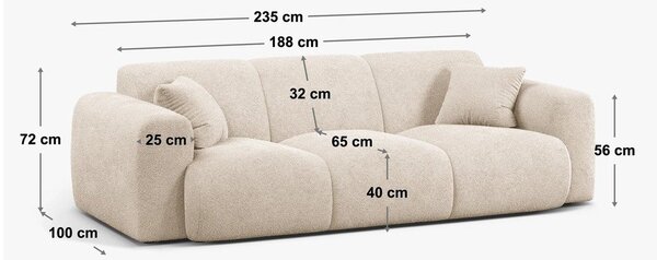 Bijela sofa od bouclé tkanine 235 cm Molino – Micadoni Home