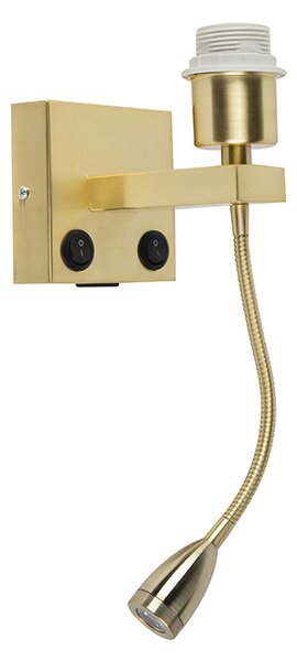Zidna svjetiljka u stilu art deco zlatna s USB-om i fleksibilnom rukom - Brescia Combi