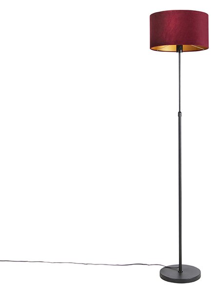 Podna svjetiljka crna s baršunastom nijansom crvena sa zlatom 35 cm - Parte