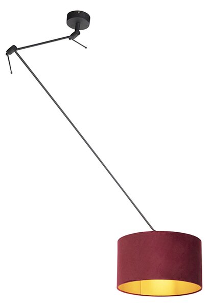 Viseća svjetiljka s velur hladom crvena sa zlatnom 35 cm - Blitz I crna