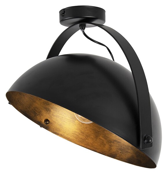 Industrijska stropna svjetiljka crna sa zlatnim nagibom - Magna