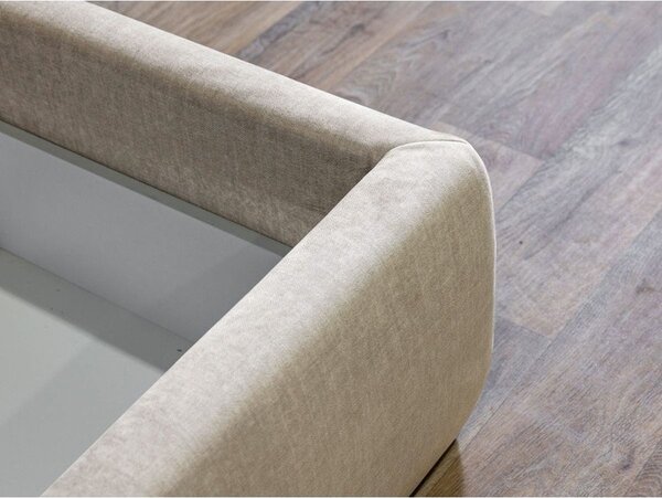 Bračni krevet tapeciran bež samtom s prostorom za pohranu s podnicom 160x200 cm Jade - Bobochic Paris
