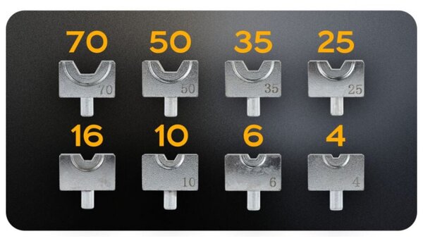 Powermat hidraulična preša za krimpanje kabela 4–70 mm², 6 T, 8 matrica