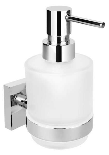 Stakleni viseći dozator za sapun u srebrnoj boji Sapho X-Square, 200 ml