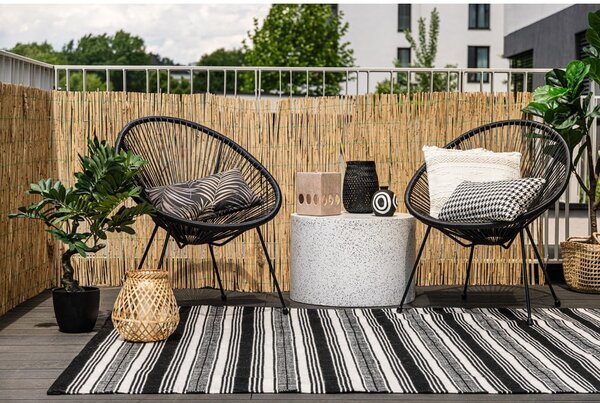 Crno bijeli dvostrani vanjski tepih od reciklirane plastike Green Decore Zambezi, 80 x 180 cm