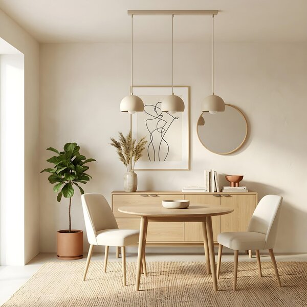 Luminex Sool viseća lampa, bež, duljina 65 cm, 3 žarulje, metal, E27, prigušiva, Bež, Dnevni boravak/blagovaonica, Metal
