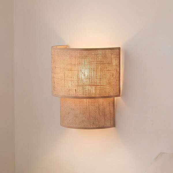 Duolla Boho zidna lampa, jut/jut, visina 22 cm, tkanina, E27, Smeđa / hrđa, Područje hodnika, Tkanina / tekstil