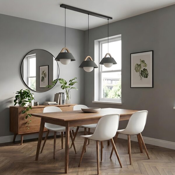 Luminex Funda viseća lampa, crna, duljina 110 cm, 3 sjenila, metal/staklo, prigušiva, Crno, Dnevni boravak/blagovaonica, Metal