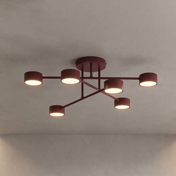 EMIBIG LIGHTING Stropna svjetiljka HALO, tamnocrvena, Ø 60 cm, 6 svjetiljki, metal, GX53, prigušiva, Crvena, Dnevni boravak/blagovaonica, Metal, Strop polukružni s prostorom