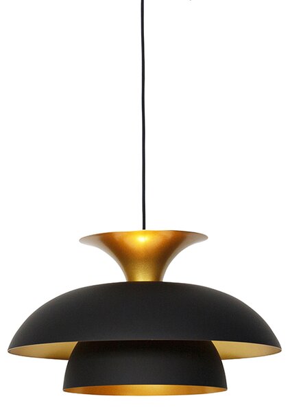 Moderna okrugla viseća svjetiljka crna sa zlatom u 3 sloja - Titus