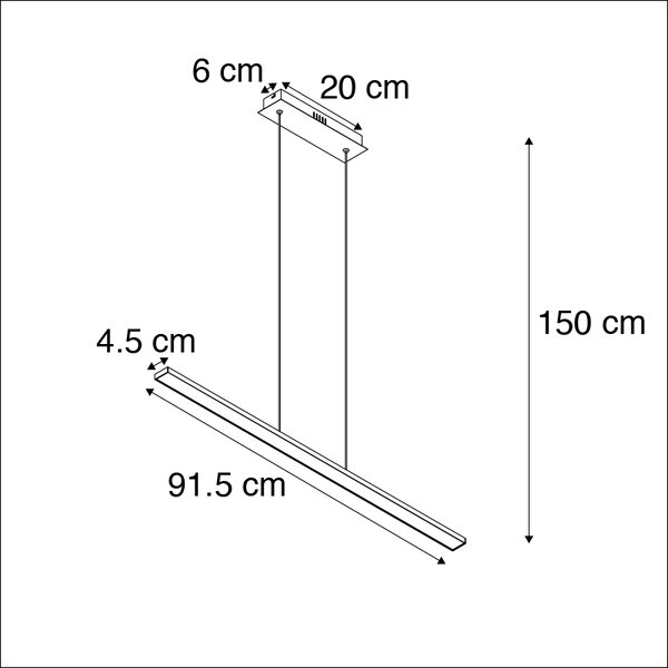 Moderna viseća svjetiljka crna 90 cm, uključujući LED - Banda