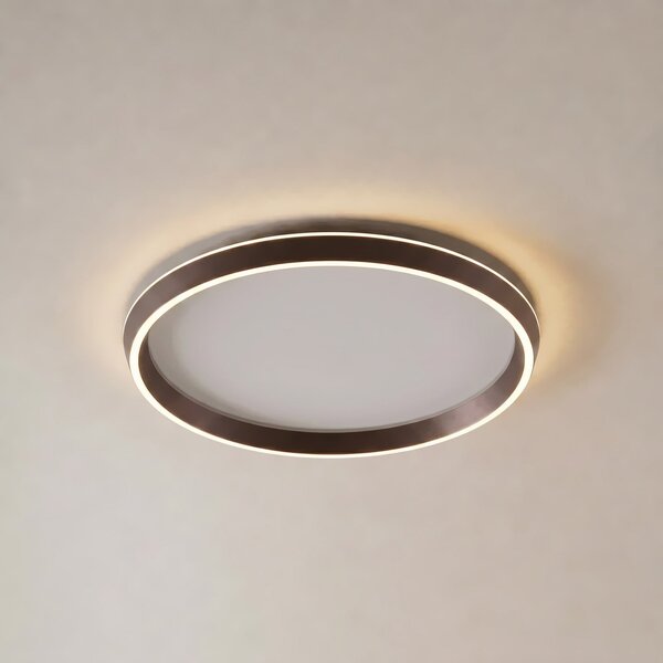 Lucande Rylan LED stropna svjetiljka, smeđa, Ø 62 cm, prigušiva, CCT, prigušiva, Smeđa / hrđa, Dnevni boravak/blagovaonica, Metal