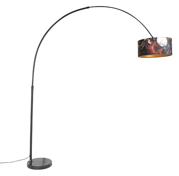 Lučna lampa crna baršunasta sjena cvjetni dizajn 50 cm - XXL