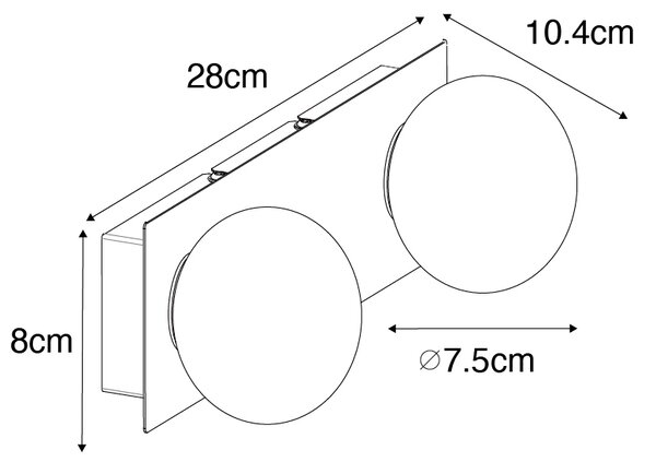 Zidna svjetiljka zlatna 28 cm IP44 2-svjetla s prekidačem - Cederic