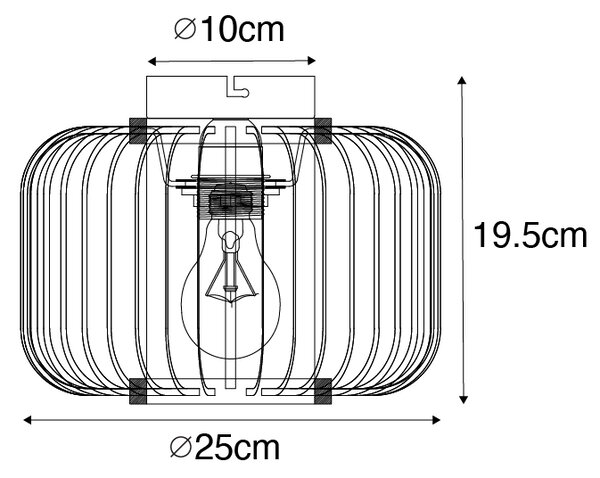 Moderna stropna svjetiljka crna s bambusom - Bambuk