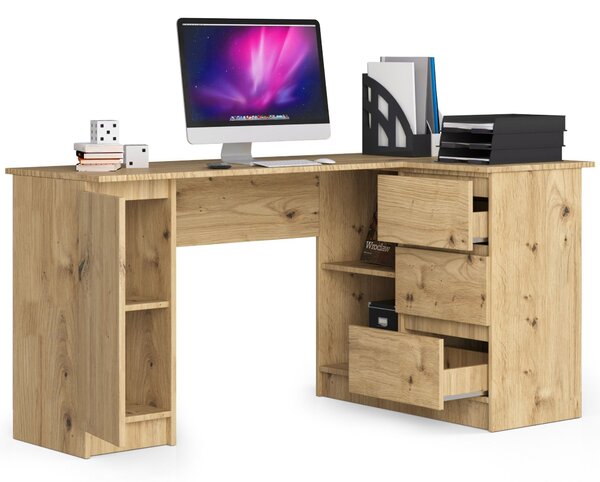 Kutni PC stolić Bevin (hrast artisan) (D)