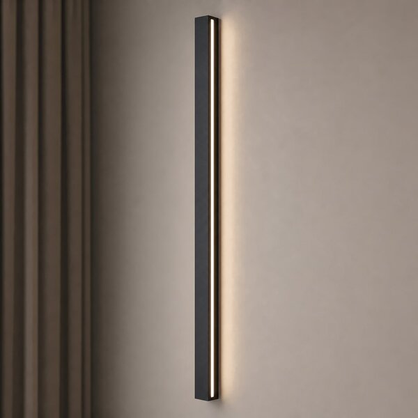 Lucande Kinsley LED zidna svjetiljka, 90 cm, crna, prigušiva, CCT, prigušiva, Crno, Dnevni boravak/blagovaonica, Metal