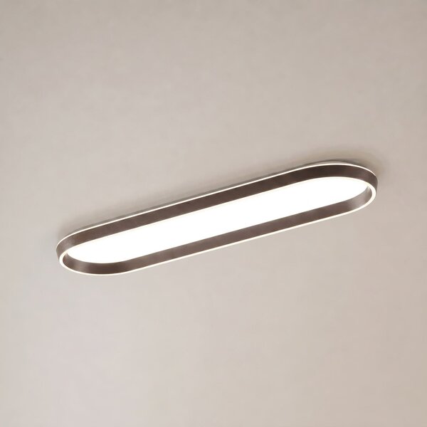 Lucande Rylan LED stropna svjetiljka, 112 cm, smeđa, prigušiva, CCT, prigušiva, Smeđa / hrđa, Dnevni boravak/blagovaonica, Metal