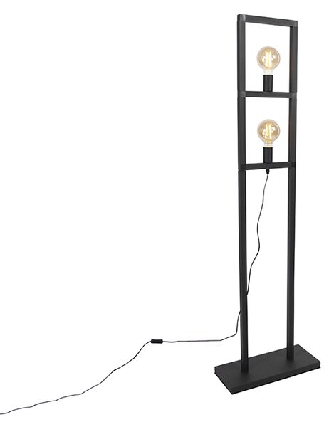 Industrijska podna svjetiljka 2-svijetla crna - Simple Cage 2