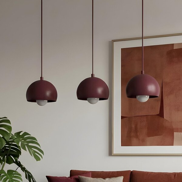 Luminex Sool viseća lampa, tamnocrvena, duljina 65 cm, 3 žarulje, metal, E27, prigušiva, Crvena, Dnevni boravak/blagovaonica, Metal