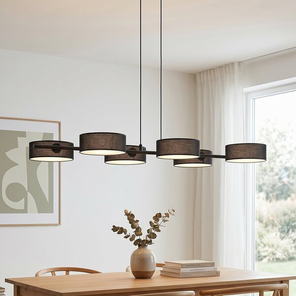 EMIBIG LIGHTING DRUMZ viseća lampa, crna, duljina 100 cm, 6 svjetiljki, tkanina, E14, prigušiva, Crno, Dnevni boravak/blagovaonica, Tkanina / tekstil
