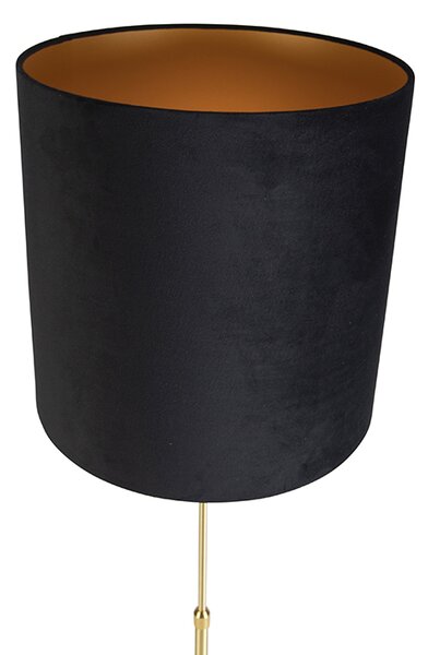 Podna svjetiljka zlatna/mesingana s crnom baršunastom sjenilom 40/40 cm - Parte