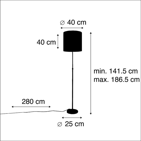 Podna svjetiljka zlatna / mesinga s tampastom baršunastom sjenom 40/40 cm - Parte