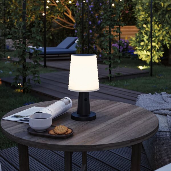 Paulmann Ilanga LED solarna stolna lampa, antracit, 30 cm, IP44, prigušiva, Crno, Plastika, Solarna svjetla