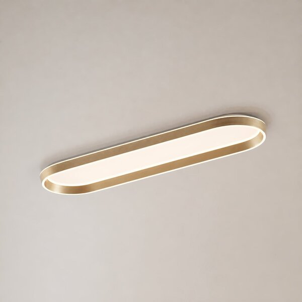 Lucande Rylan LED stropna svjetiljka, 112 cm, mesing, prigušiva, CCT, prigušiva, Zlato / mjed, Dnevni boravak/blagovaonica, Metal
