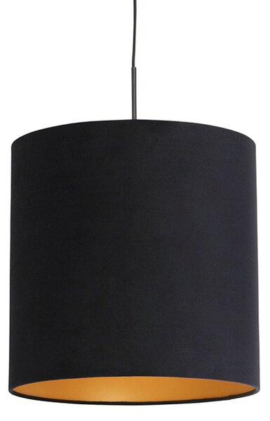 Viseća svjetiljka s velur hladom crna sa zlatom 40 cm - Combi