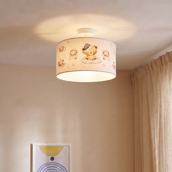 Duolla Dječja stropna lampa Kids Print, višebojna/bež, Ø35 cm, tkanina, Višebojno, rasadnik, Tkanina / tekstil