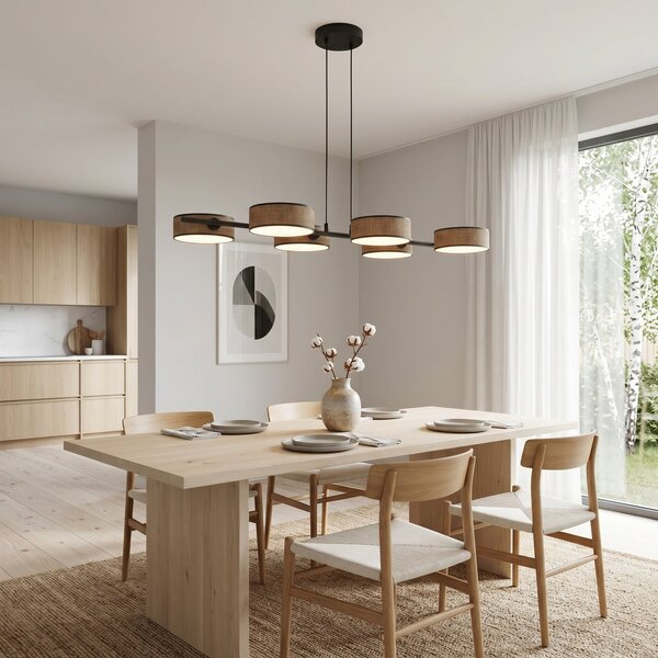 EMIBIG LIGHTING DRUMZ viseća svjetiljka, smeđa, duljina 100 cm, 6 svjetiljki, tkanina, E14, prigušiva, Smeđa / hrđa, Dnevni boravak/blagovaonica, Tkanina / tekstil