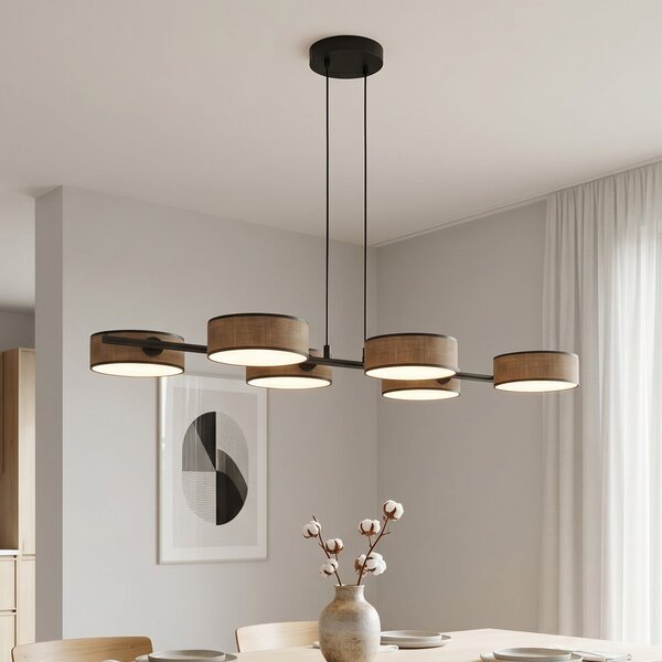 EMIBIG LIGHTING DRUMZ viseća svjetiljka, smeđa, duljina 100 cm, 6 svjetiljki, tkanina, E14, prigušiva, Smeđa / hrđa, Dnevni boravak/blagovaonica, Tkanina / tekstil