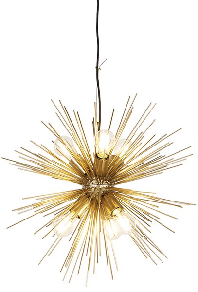 Art Deco viseća svjetiljka zlatna 6-svjetla - Metla