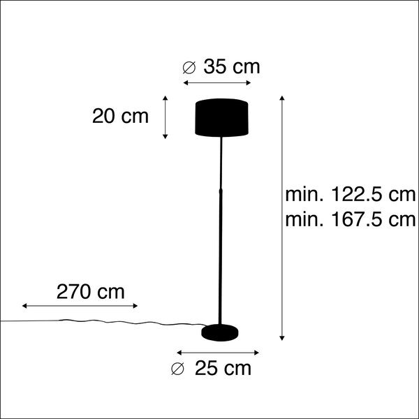 Podna svjetiljka crna s baršunom nijansa oker žuta sa zlatom 35 cm - Parte