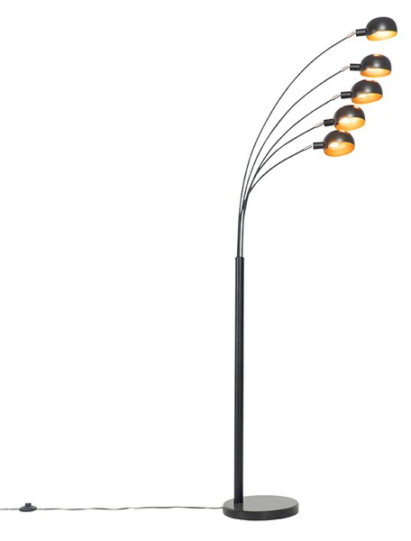 Dizajnerska podna lampa crna sa zlatom 5-svjetla - Sixties Marmo