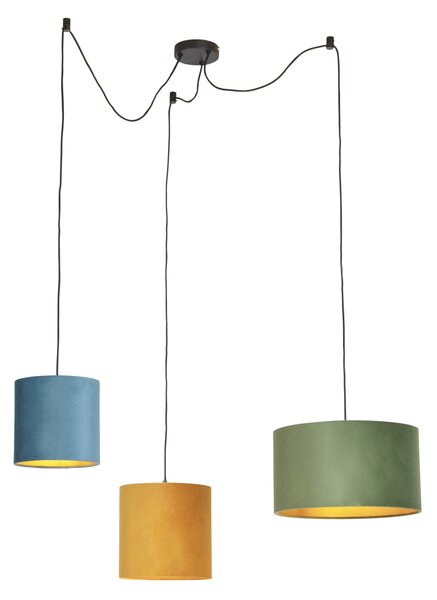 Viseća svjetiljka s baršunastim nijansama zelene, žute i plave - Cava