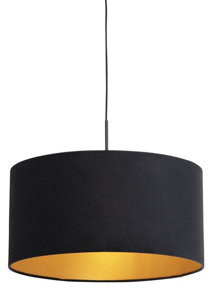 Viseća svjetiljka s velur hladom crna sa zlatom 50 cm - Combi