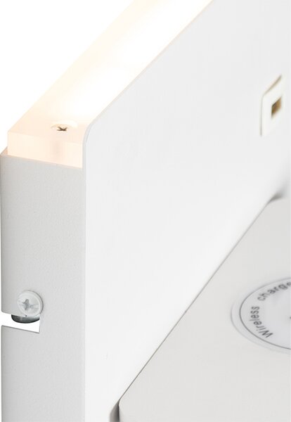 Set od 2 zidne svjetiljke bijele, uključujući LED s USB i indukcijskim punjačem - Riza