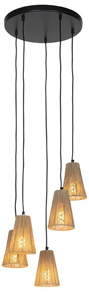 Ruralna viseća svjetiljka uže 5 svjetla - Marrit