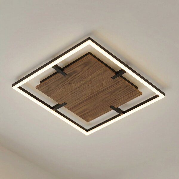 Lucande Vectra LED stropna svjetiljka, 50 x cm, drvo, dimabilna, prigušiva, Drvo, Dnevni boravak/blagovaonica, Plastika