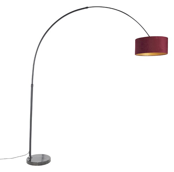 Lučna svjetiljka crni baršun sjena crvena sa zlatom 50 cm - XXL